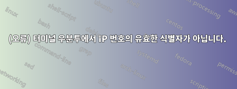 (오류) 터미널 우분투에서 IP 번호의 유효한 식별자가 아닙니다.