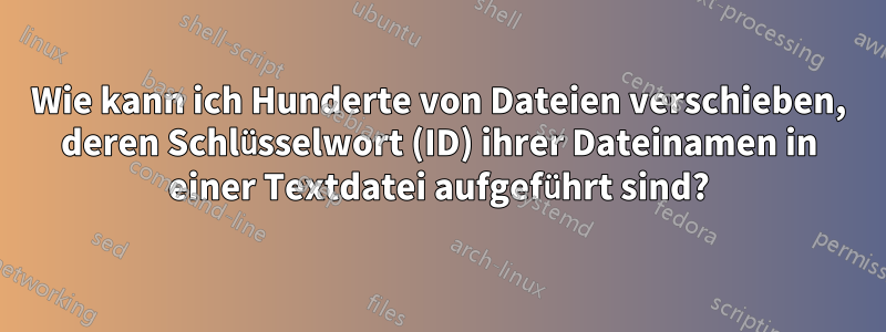 Wie kann ich Hunderte von Dateien verschieben, deren Schlüsselwort (ID) ihrer Dateinamen in einer Textdatei aufgeführt sind?