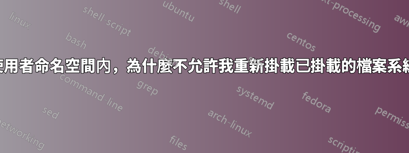 在使用者命名空間內，為什麼不允許我重新掛載已掛載的檔案系統？