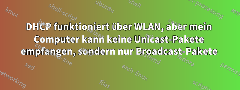 DHCP funktioniert über WLAN, aber mein Computer kann keine Unicast-Pakete empfangen, sondern nur Broadcast-Pakete