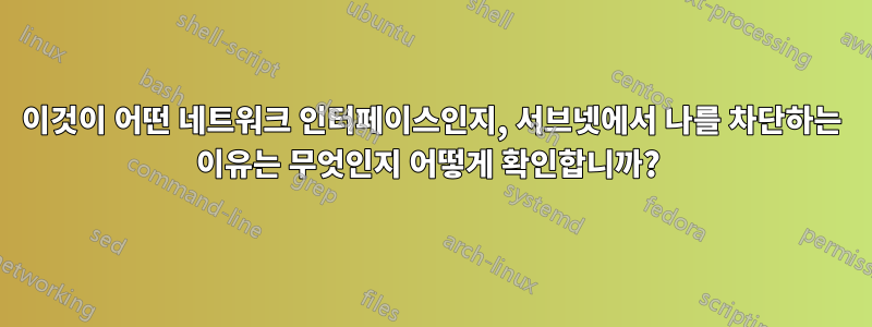 이것이 어떤 네트워크 인터페이스인지, 서브넷에서 나를 차단하는 이유는 무엇인지 어떻게 확인합니까? 