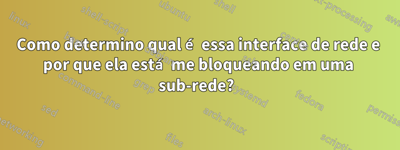 Como determino qual é essa interface de rede e por que ela está me bloqueando em uma sub-rede? 