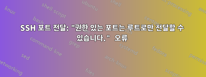 SSH 포트 전달: "권한 있는 포트는 루트로만 전달할 수 있습니다." 오류