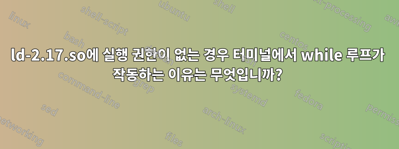 ld-2.17.so에 실행 권한이 없는 경우 터미널에서 while 루프가 작동하는 이유는 무엇입니까?