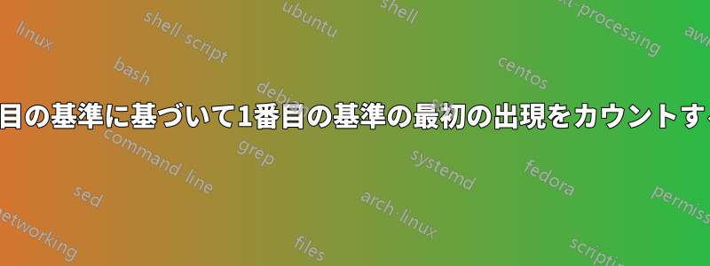 2番目の基準に基づいて1番目の基準の最初の出現をカウントする
