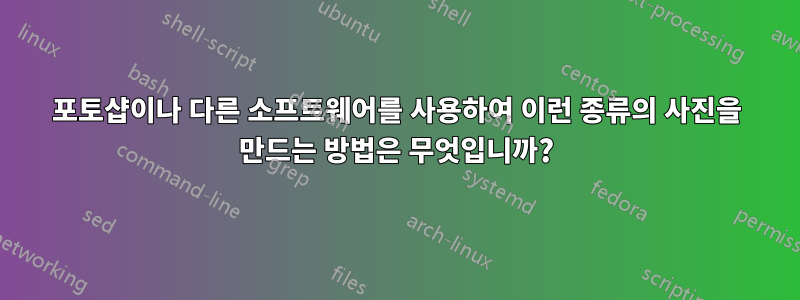 포토샵이나 다른 소프트웨어를 사용하여 이런 종류의 사진을 만드는 방법은 무엇입니까?