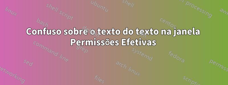 Confuso sobre o texto do texto na janela Permissões Efetivas