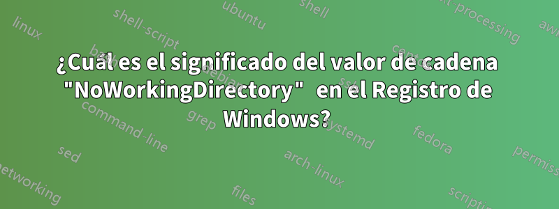 ¿Cuál es el significado del valor de cadena "NoWorkingDirectory" en el Registro de Windows?