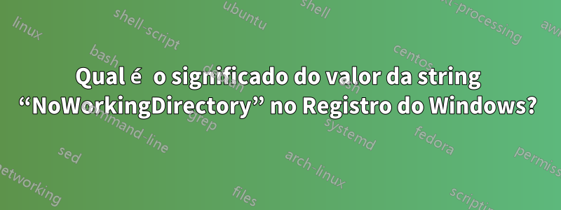 Qual é o significado do valor da string “NoWorkingDirectory” no Registro do Windows?