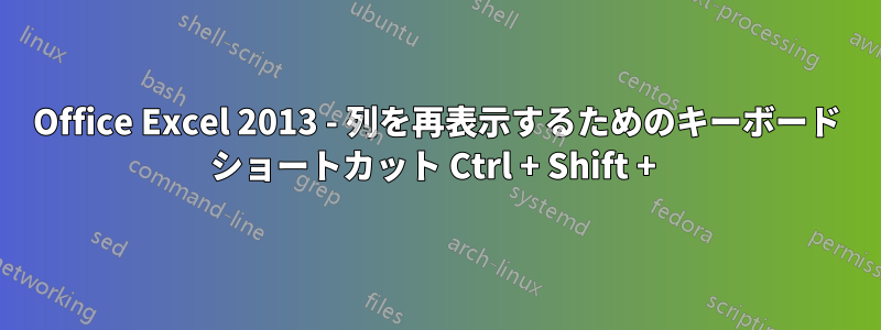 Office Excel 2013 - 列を再表示するためのキーボード ショートカット Ctrl + Shift + )