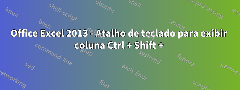 Office Excel 2013 - Atalho de teclado para exibir coluna Ctrl + Shift +)