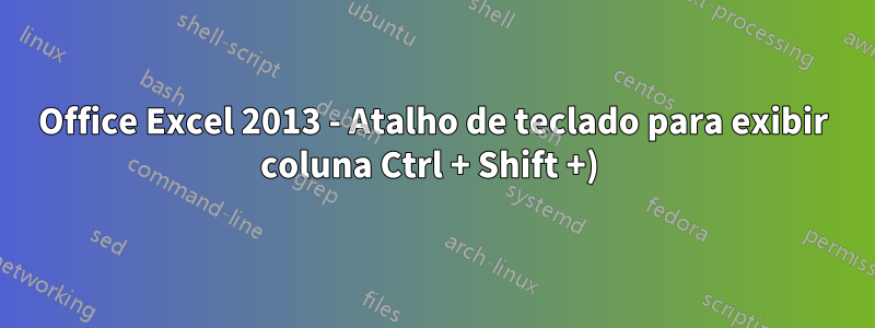 Office Excel 2013 - Atalho de teclado para exibir coluna Ctrl + Shift +) 