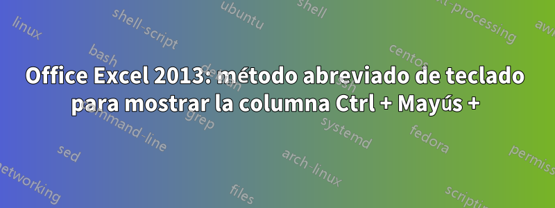 Office Excel 2013: método abreviado de teclado para mostrar la columna Ctrl + Mayús +)