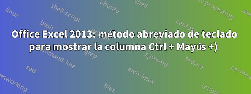 Office Excel 2013: método abreviado de teclado para mostrar la columna Ctrl + Mayús +) 