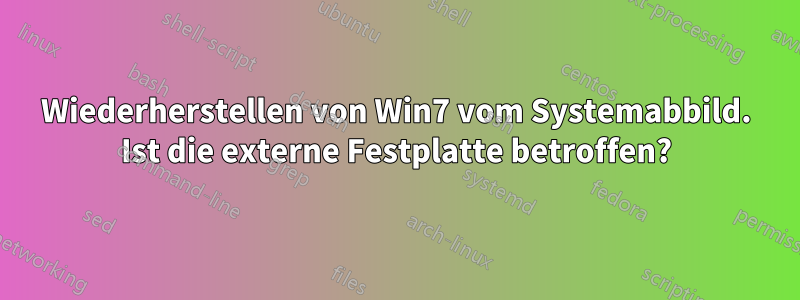 Wiederherstellen von Win7 vom Systemabbild. Ist die externe Festplatte betroffen?