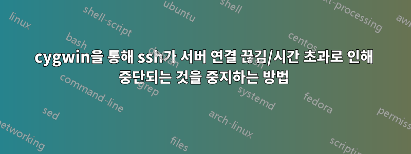 cygwin을 통해 ssh가 서버 연결 끊김/시간 초과로 인해 중단되는 것을 중지하는 방법