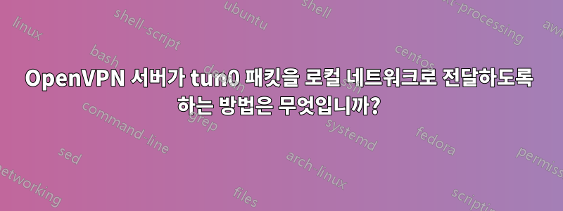OpenVPN 서버가 tun0 패킷을 로컬 네트워크로 전달하도록 하는 방법은 무엇입니까?