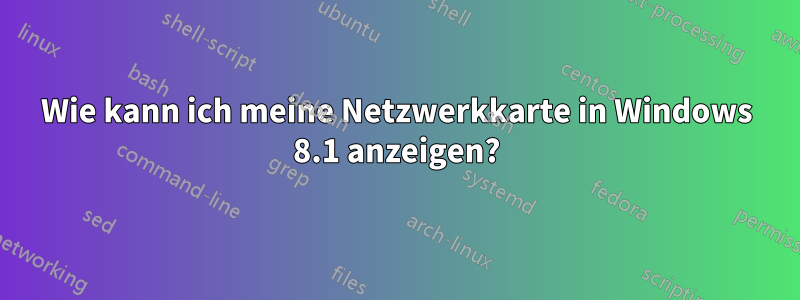 Wie kann ich meine Netzwerkkarte in Windows 8.1 anzeigen?