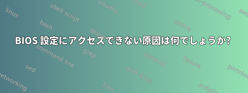 BIOS 設定にアクセスできない原因は何でしょうか?