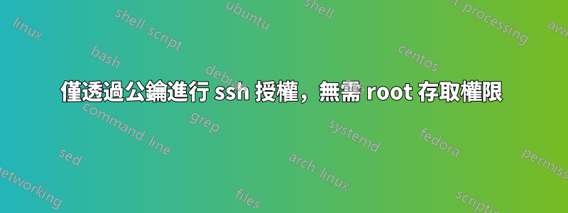 僅透過公鑰進行 ssh 授權，無需 root 存取權限