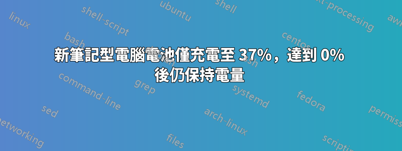 新筆記型電腦電池僅充電至 37%，達到 0% 後仍保持電量