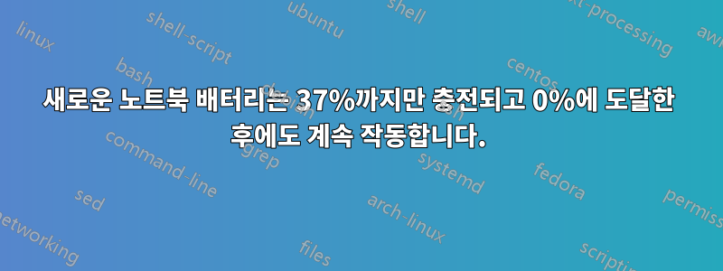 새로운 노트북 배터리는 37%까지만 충전되고 0%에 도달한 후에도 계속 작동합니다.