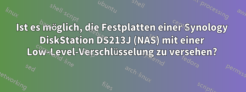 Ist es möglich, die Festplatten einer Synology DiskStation DS213J (NAS) mit einer Low-Level-Verschlüsselung zu versehen?