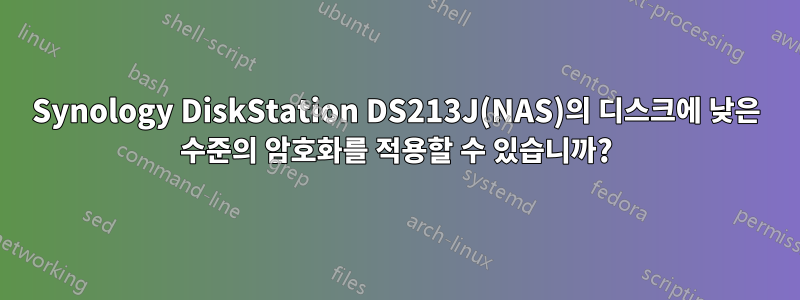 Synology DiskStation DS213J(NAS)의 디스크에 낮은 수준의 암호화를 적용할 수 있습니까?