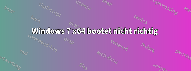 Windows 7 x64 bootet nicht richtig