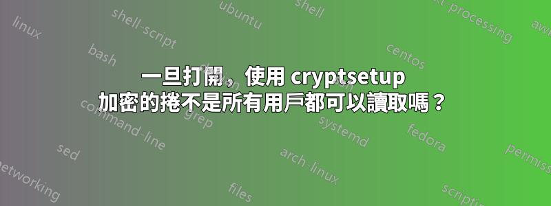 一旦打開，使用 cryptsetup 加密的捲不是所有用戶都可以讀取嗎？