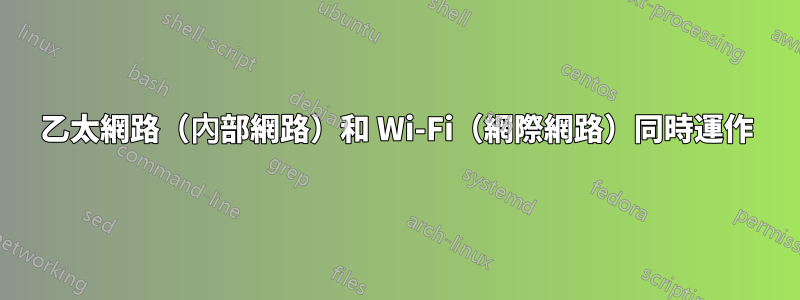 乙太網路（內部網路）和 Wi-Fi（網際網路）同時運作