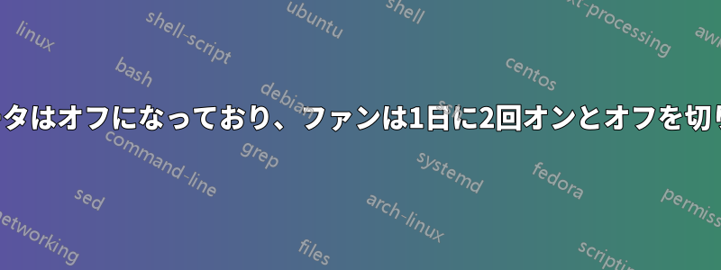 コンピュータはオフになっており、ファンは1日に2回オンとオフを切り替えます