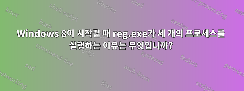 Windows 8이 시작될 때 reg.exe가 세 개의 프로세스를 실행하는 이유는 무엇입니까?