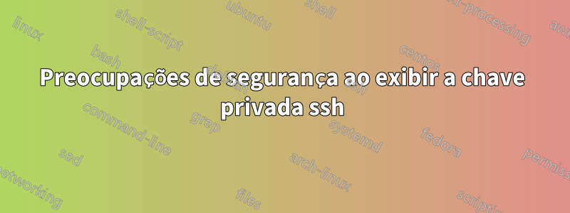 Preocupações de segurança ao exibir a chave privada ssh