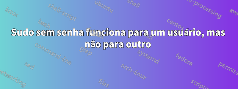 Sudo sem senha funciona para um usuário, mas não para outro