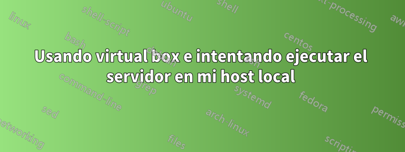 Usando virtual box e intentando ejecutar el servidor en mi host local