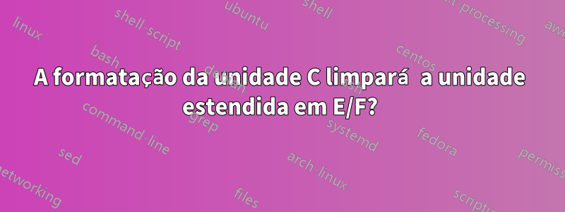 A formatação da unidade C limpará a unidade estendida em E/F?