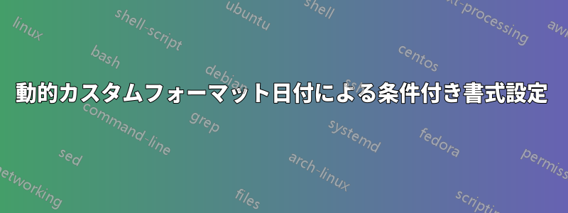 動的カスタムフォーマット日付による条件付き書式設定