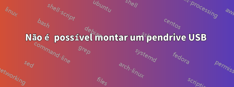 Não é possível montar um pendrive USB