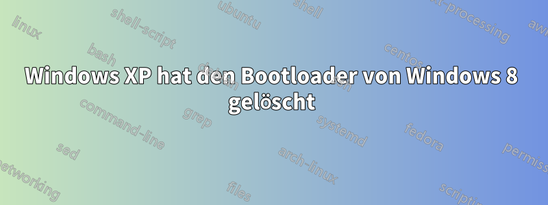 Windows XP hat den Bootloader von Windows 8 gelöscht
