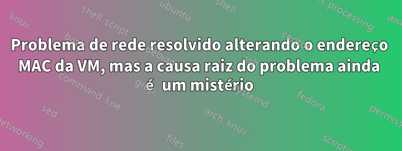 Problema de rede resolvido alterando o endereço MAC da VM, mas a causa raiz do problema ainda é um mistério