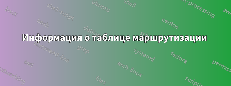 Информация о таблице маршрутизации