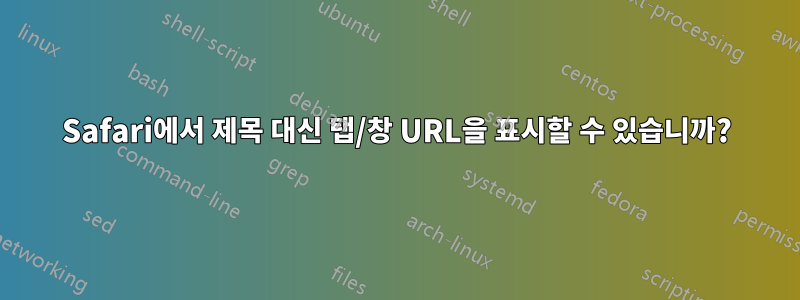 Safari에서 제목 대신 탭/창 URL을 표시할 수 있습니까?