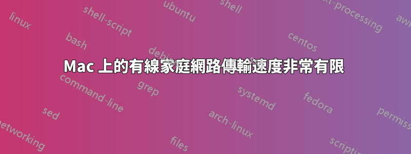 Mac 上的有線家庭網路傳輸速度非常有限
