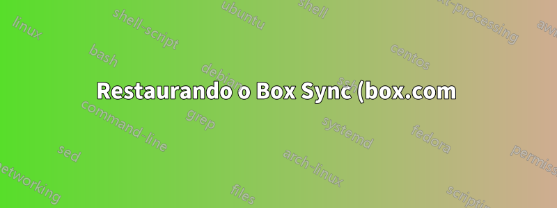 Restaurando o Box Sync (box.com) usando mídia física após a reinstalação do sistema operacional