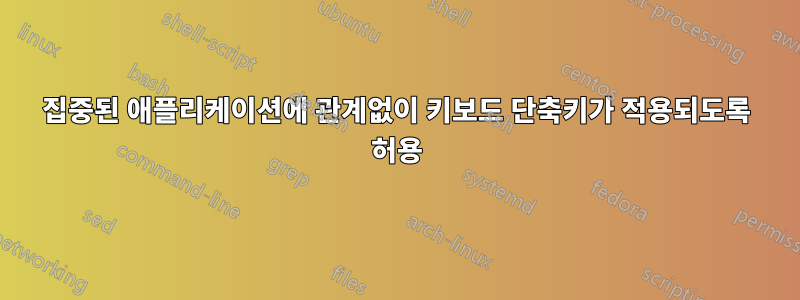 집중된 애플리케이션에 관계없이 키보드 단축키가 적용되도록 허용