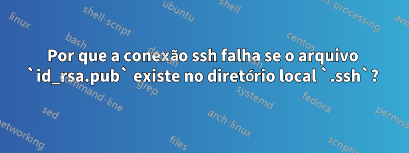 Por que a conexão ssh falha se o arquivo `id_rsa.pub` existe no diretório local `.ssh`?