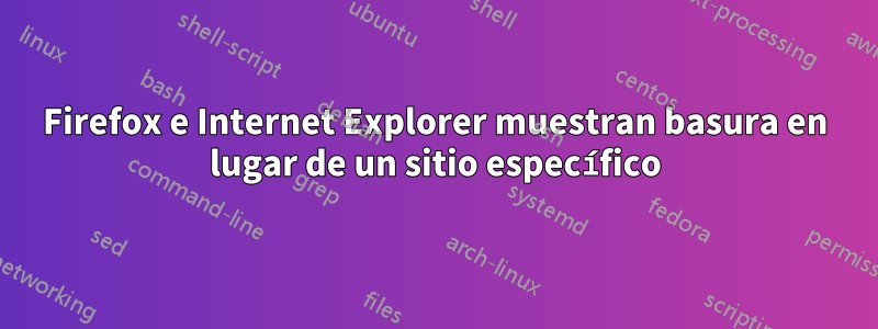 Firefox e Internet Explorer muestran basura en lugar de un sitio específico