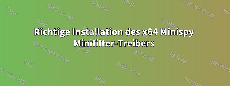 Richtige Installation des x64 Minispy Minifilter-Treibers