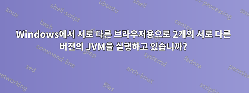 Windows에서 서로 다른 브라우저용으로 2개의 서로 다른 버전의 JVM을 실행하고 있습니까?